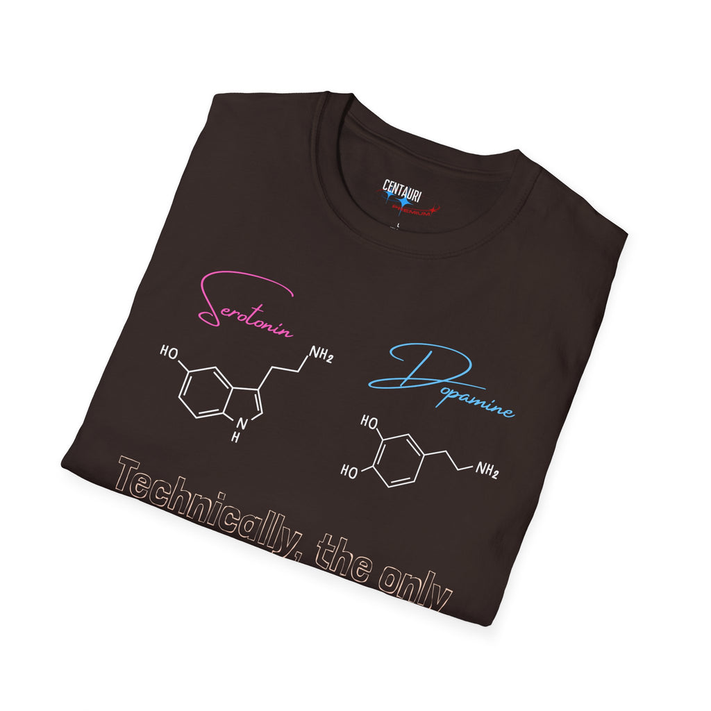 Serotonin and Dopamine molecular diagrams T-Shirt | Neuroscience chemistry tee