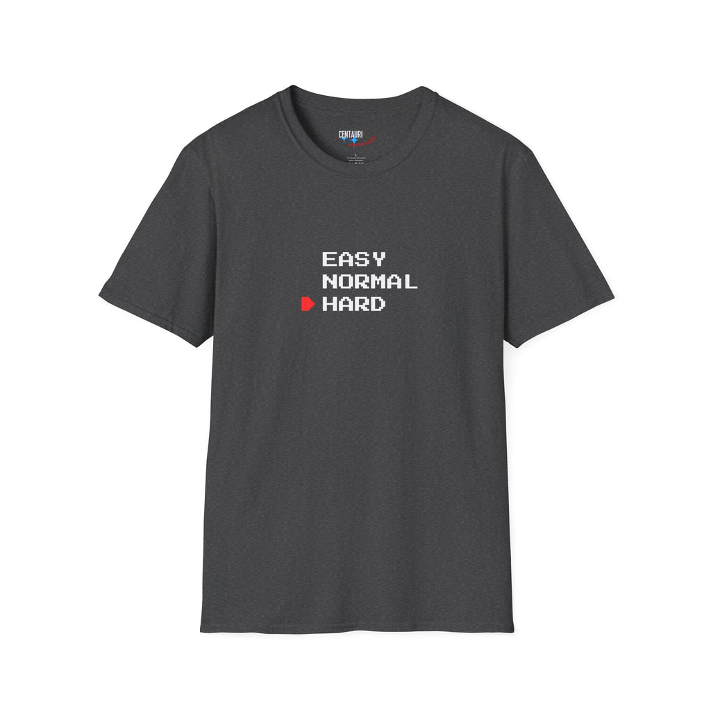 Easy Normal HARD T-Shirt | Video Game Difficulty Selection Tee, Hard Mode