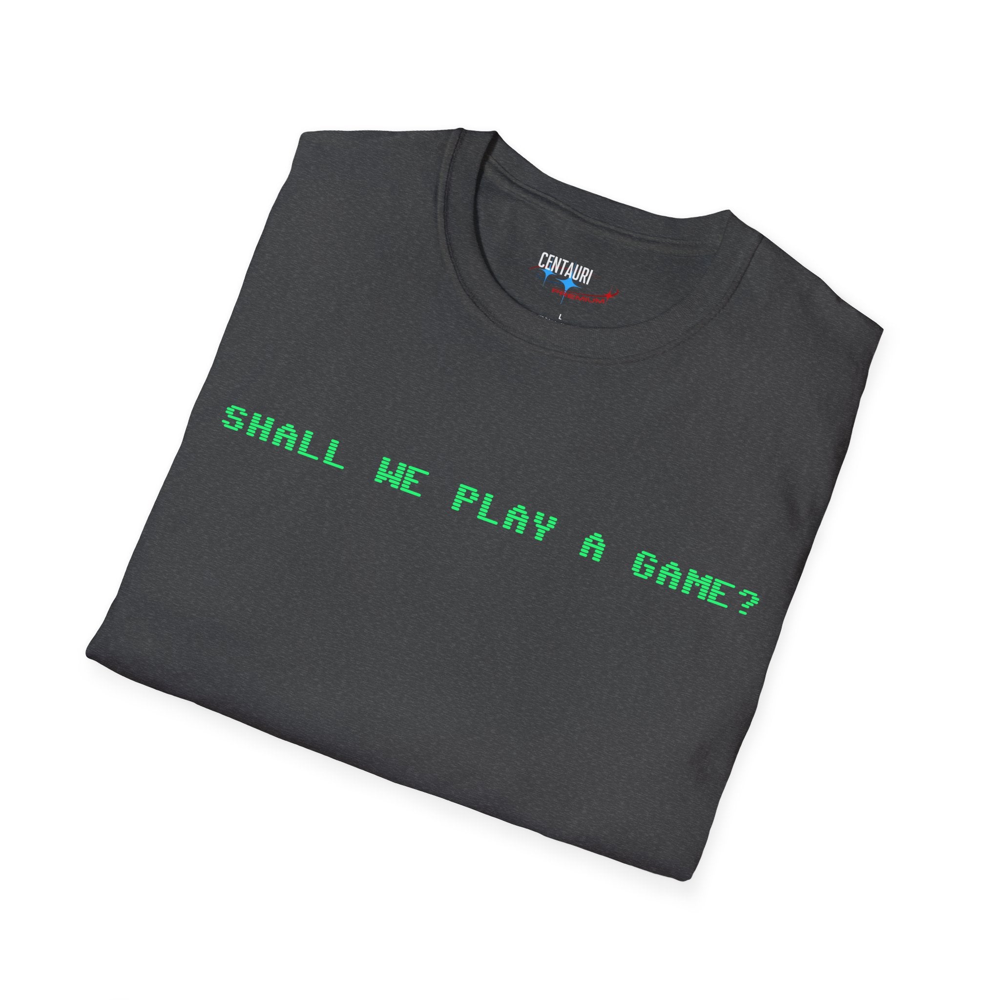 Shall We Play a Game? Green CRT Text T-Shirt | WarGames Retro AI Tee