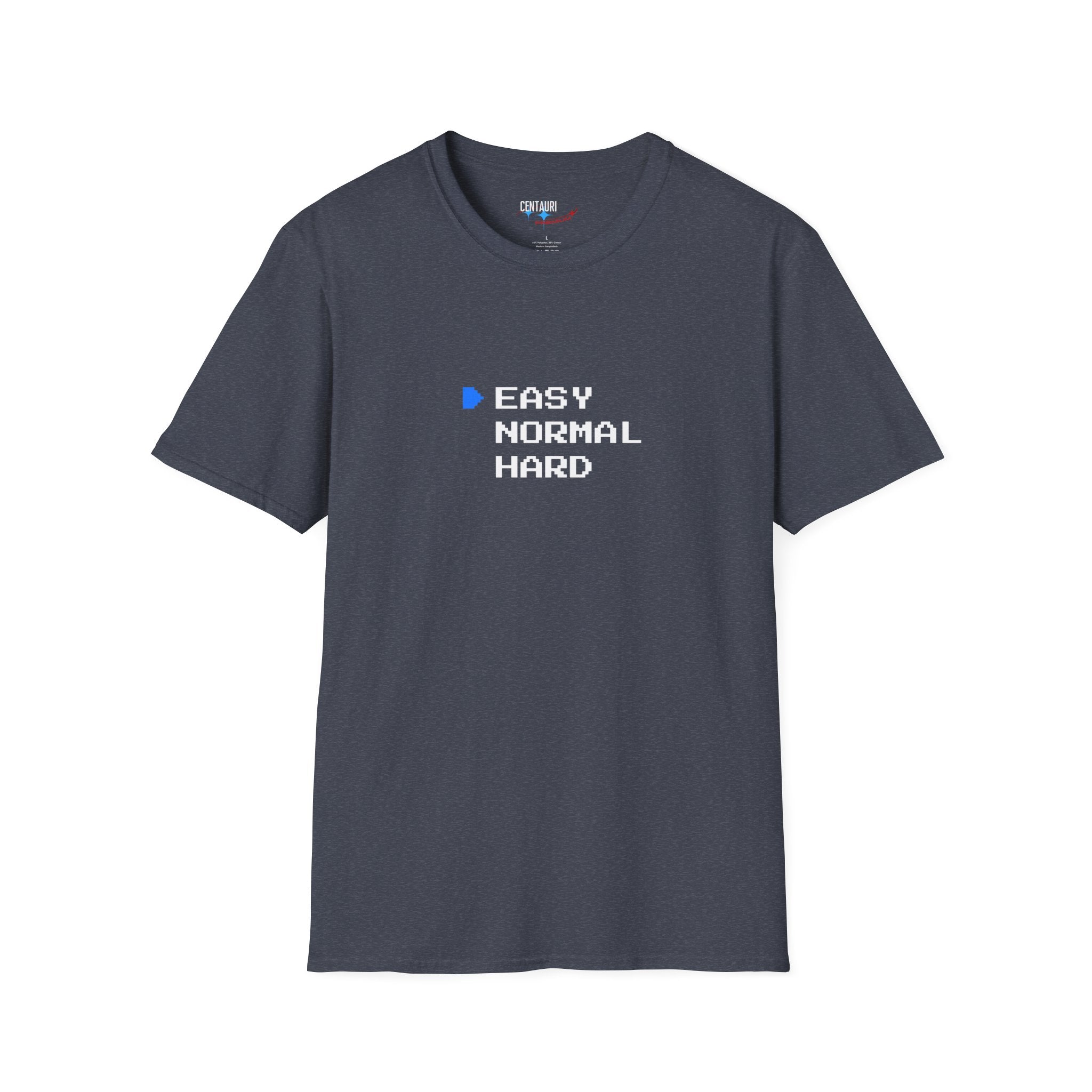 EASY Normal Hard T-Shirt | Video Game Difficulty Selection Tee, Easy Mode