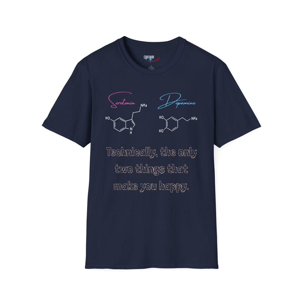 Serotonin and Dopamine molecular diagrams T-Shirt | Neuroscience chemistry tee