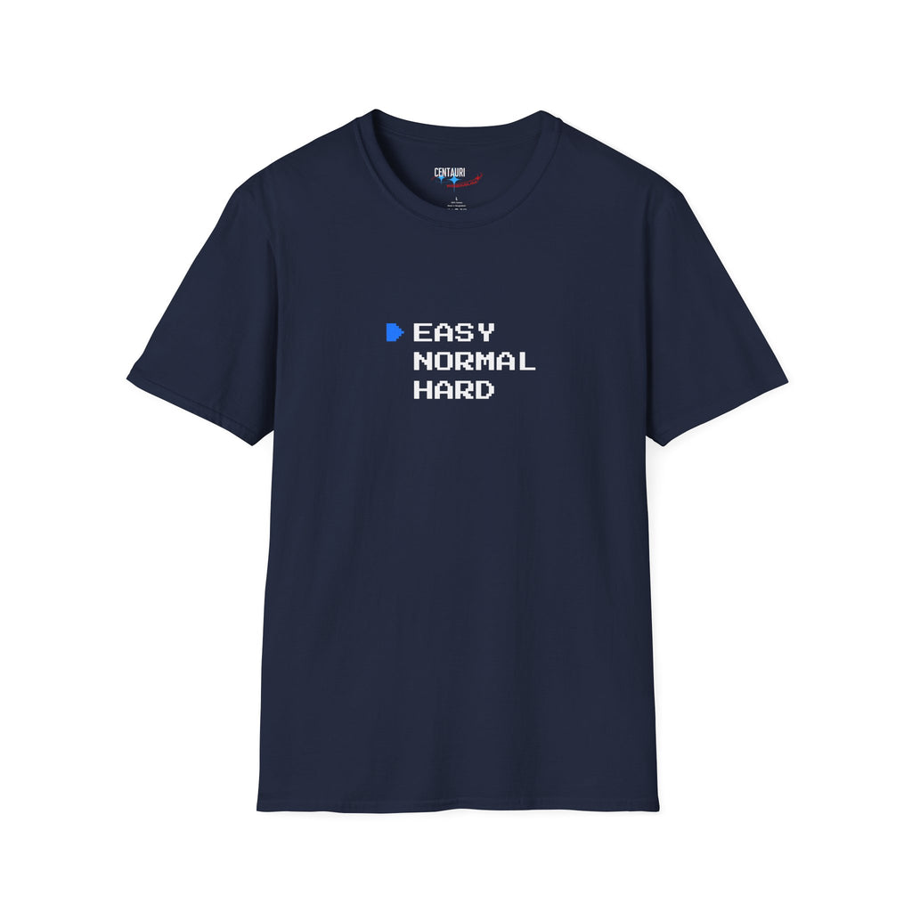 EASY Normal Hard T-Shirt | Video Game Difficulty Selection Tee, Easy Mode