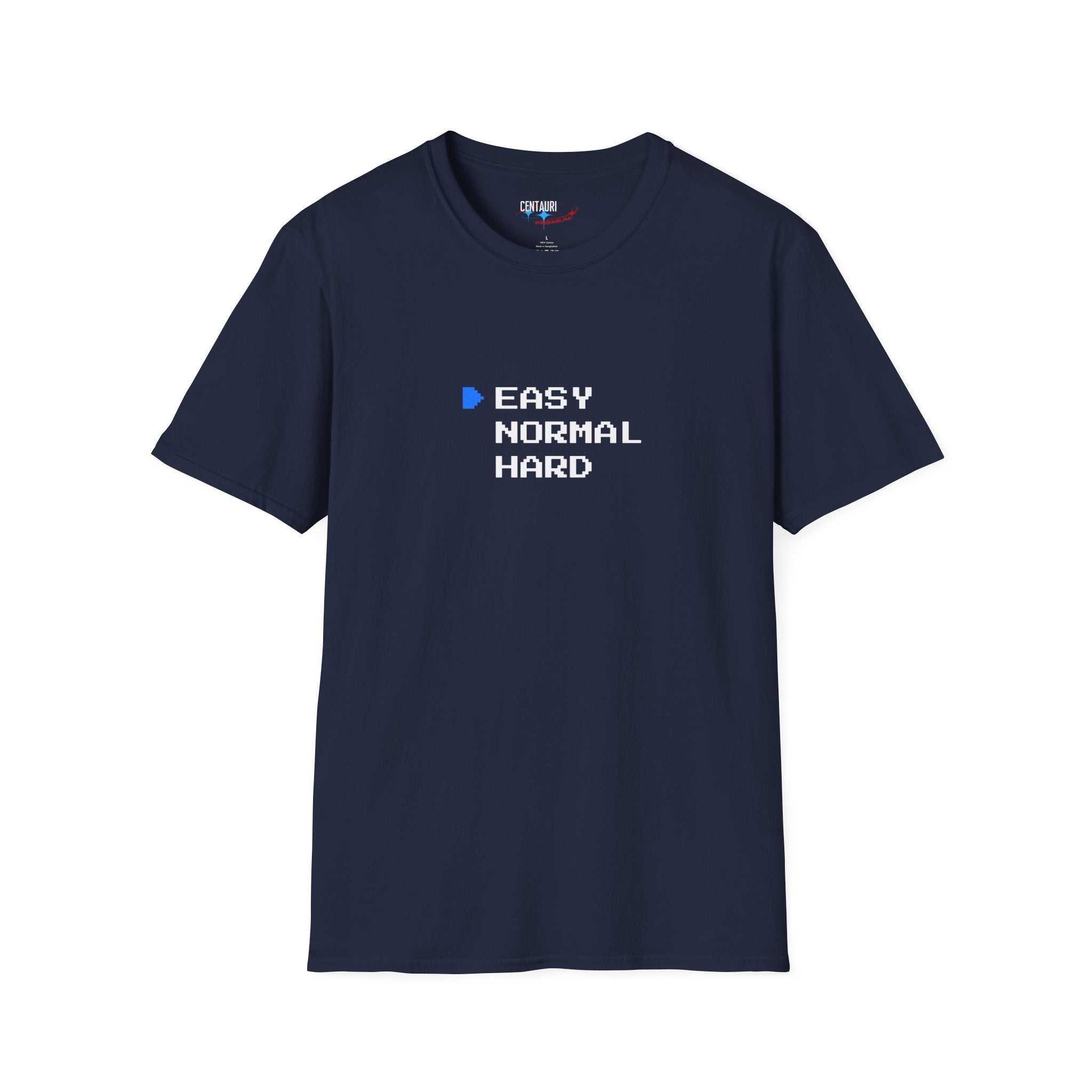 EASY Normal Hard T-Shirt | Video Game Difficulty Selection Tee, Easy Mode