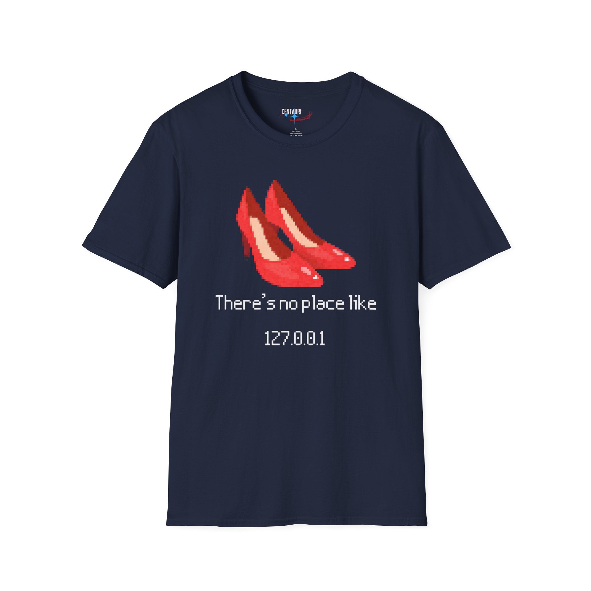 Pixelated Ruby Slippers Theres no place like 127.0.0.1 T-Shirt | Geek Wizardry