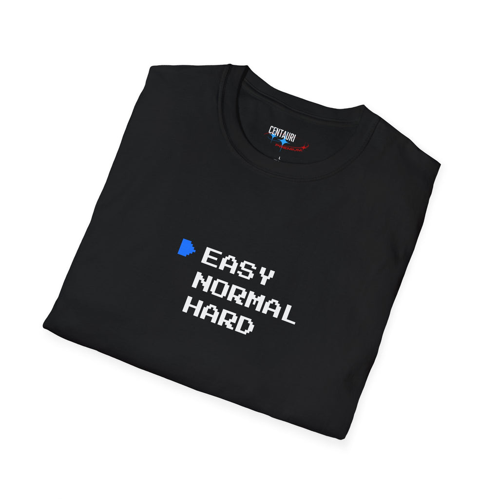 EASY Normal Hard T-Shirt | Video Game Difficulty Selection Tee, Easy Mode